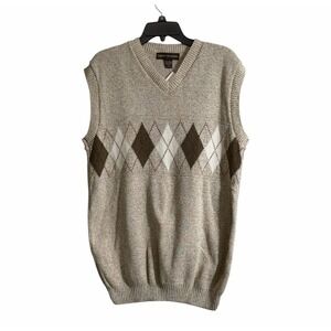 LIBERTY SWEATERS Men Med Pullover Sweater Vest Beige Brown Argyle Preppy NWT
